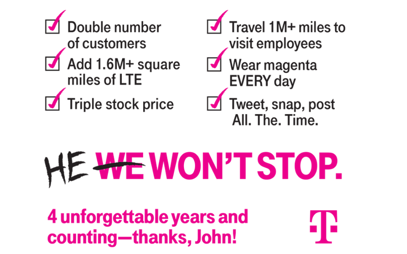 John Legere celebrates four years as the CEO of T-Mobile - John Legere celebrates four years as T-Mobile's CEO, turning the industry inside out