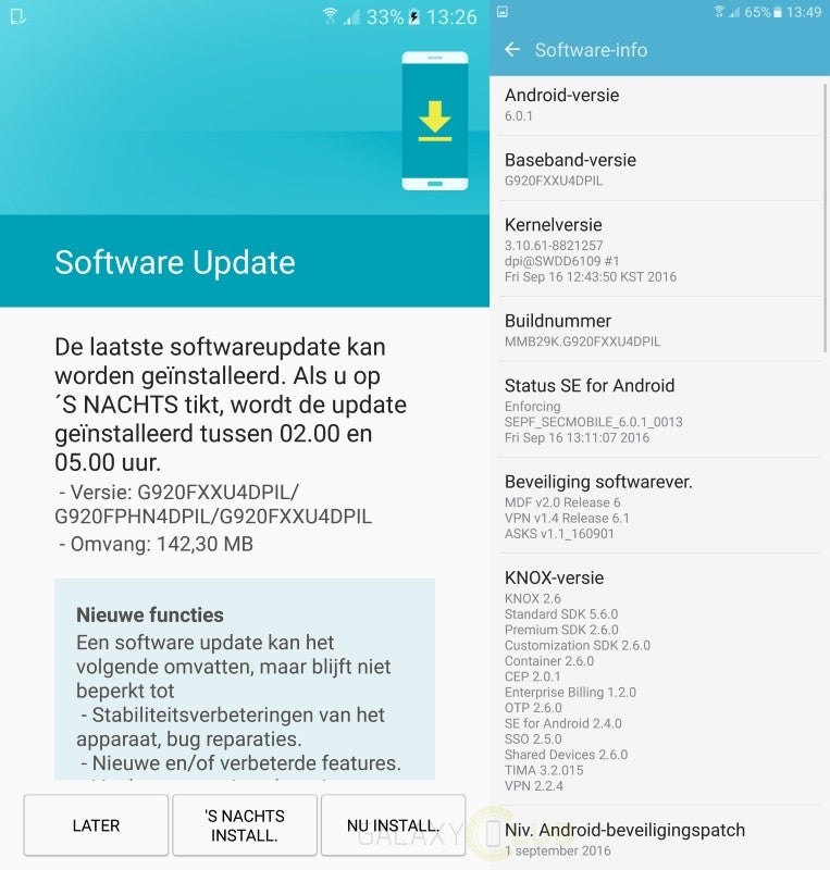 Samsung Galaxy S6 and Galaxy S6 edge receiving September security update in Europe