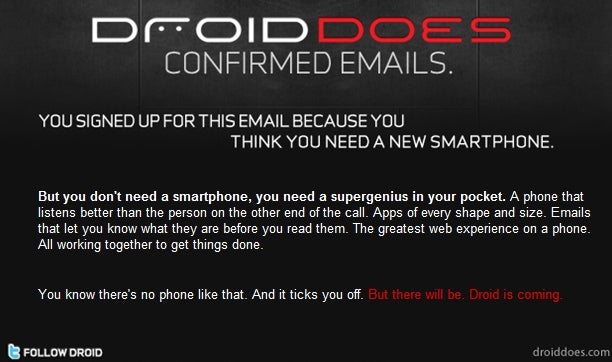 UPDATED with video: Verizon's Motorola Droid site take a jab at the iPhone by saying "iDon't DROID DOES"
