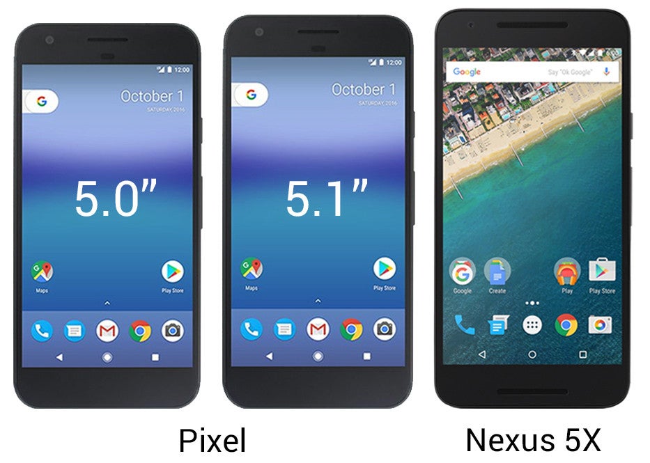 Pixel and Pixel XL vs Nexus 5X and Nexus 6P: Size comparison