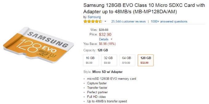 Samsung&#039;s Evo Class 10 Micro SDXC touts 48 MB/s transfer speeds - Deal: Samsung&#039;s 128 GB Evo microSD card drops to lowest-ever price