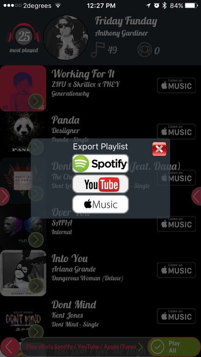 25 Most Played allows you to seamlessly switch your music playlist from one streamer to another - Transfer your playlist between Spotify, Apple Music, iTunes and YouTube with this nifty iOS app