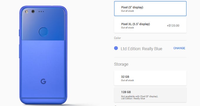 The Google Store is all out of the Really Blue Pixel and Pixel XL - &#039;Really Blue&#039; Pixel and Pixel XL sold out at the Google Store
