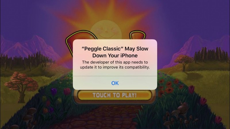 This message appears when running older apps - iOS 10.1 beta issues warnings for older, 32-bit apps slowing down your iPhone