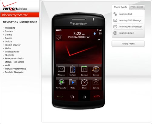 BlackBerry Storm2 emulator now on Verizon's site, BlackBerry offers Bold 9700 simulator