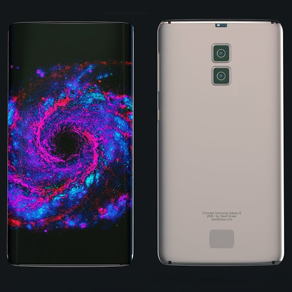 Edit of previous S8 concept (more in gallery) shows how the device might look with full-screen display and dual cameras - Galaxy S8 to be completely bezel-less with fingerprint-sensing display and dual rear cameras