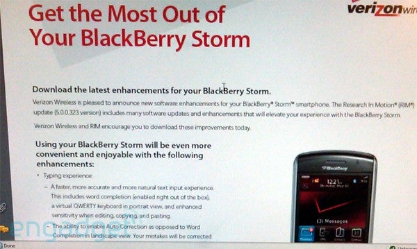 UPDATED:Firmware OS upgrade available Sunday for BlackBerry Storm? No OTA upgrade for 5.0.0.328
