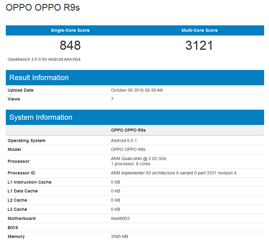 The Oppo R9s is benchmarked on Geekbench - Oppo R9S benchmarked on Geekbench; phone to be unveiled on October 19th