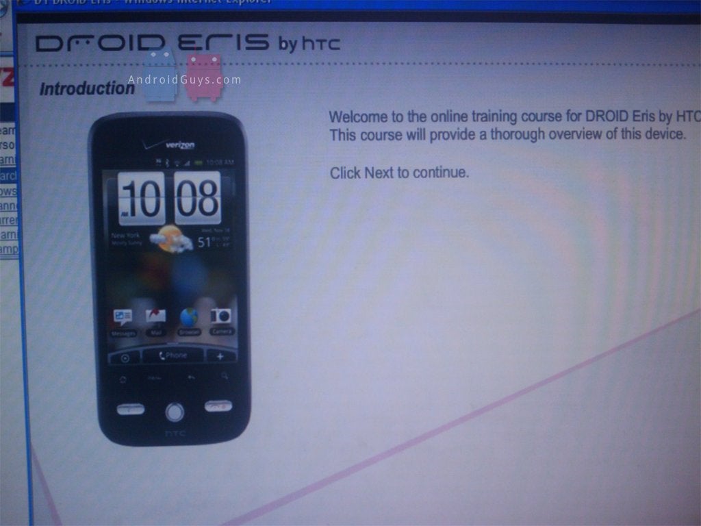Verizon employees getting trained on the HTC Droid Eris and much more