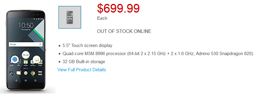 Staples Canada has the BlackBerry DTEK60 listed although it can not be purchased yet - BlackBerry DTEK60 shows up on the Staples Canada website