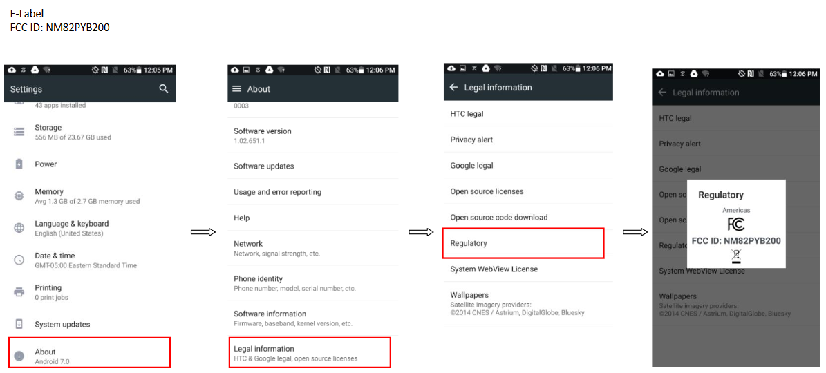 An FCC E-Link will be used with the HTC Bolt - The HTC Bolt is certified by the FCC