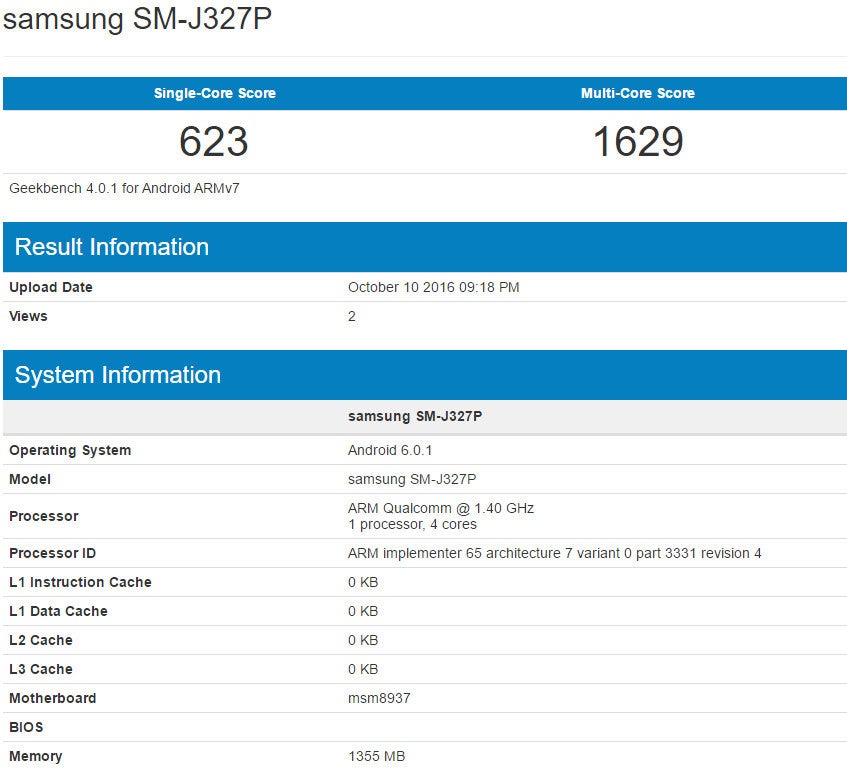 Samsung Galaxy J3 (2017) specs revealed in benchmark: Snapdragon 430 CPU, 2GB RAM, Marshmallow