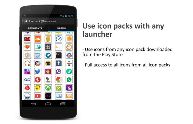 Awesome icons lets you use icon packs with any stock or custom Android launcher, no root required