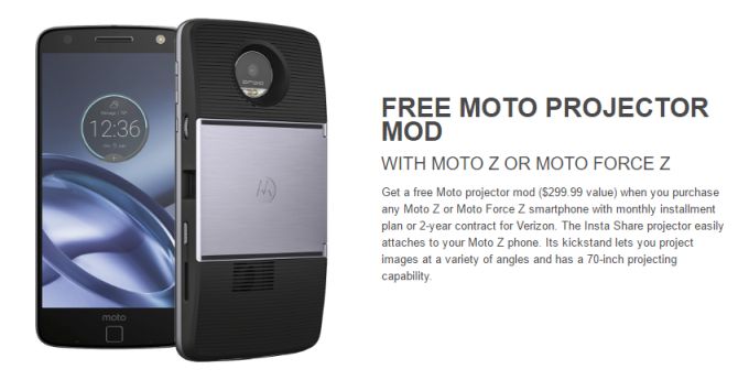 Deal: get the Motorola Moto Z Droid or Z Force Droid from Best Buy, get a free projector mod