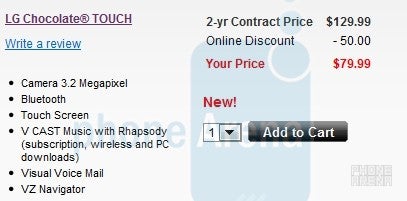 LG Chocolate Touch prices revealed