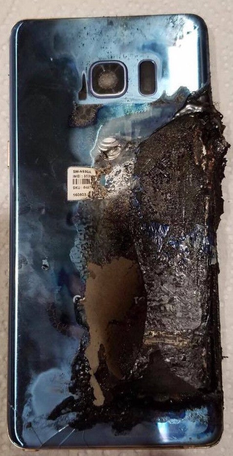 John Barwick's burned Galaxy Note 7 - Samsung won't pay for any damages caused by Galaxy Note 7 explosions