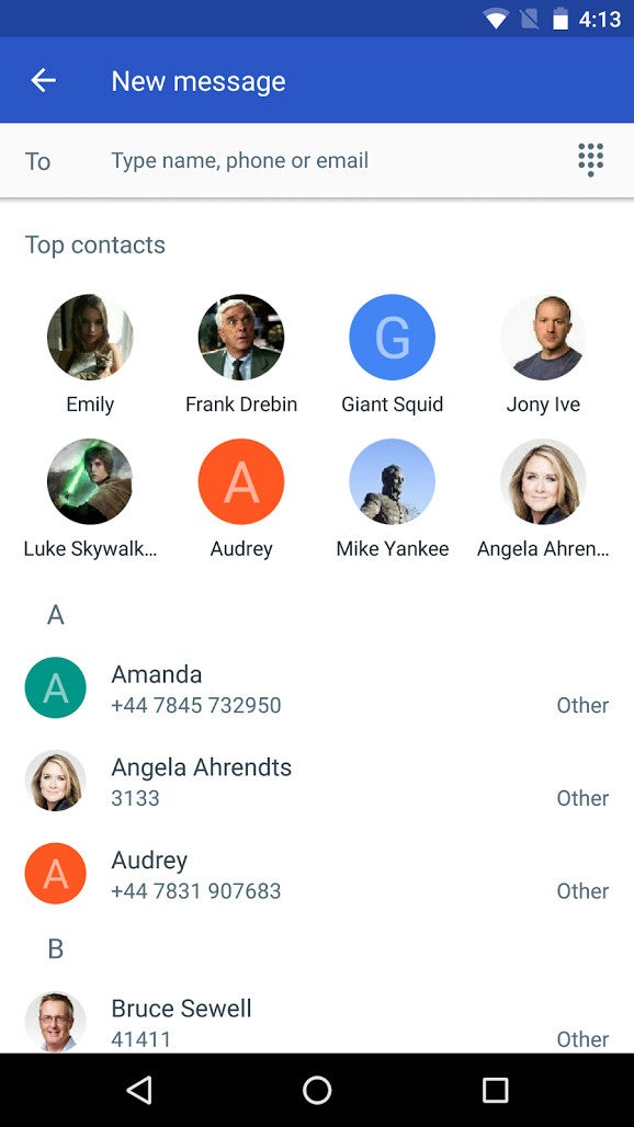 New contacts list in Google Messenger 2.0 - Grab the new Google Messenger here; RCS support coming soon?