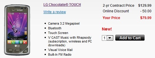 UPDATED: LG Chocolate Touch now for sale by Verizon and Alltel