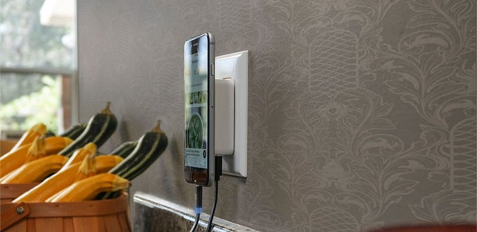 The Scosche MagicMount wall charger offers a convenient way to juice up your phone without tangled cords