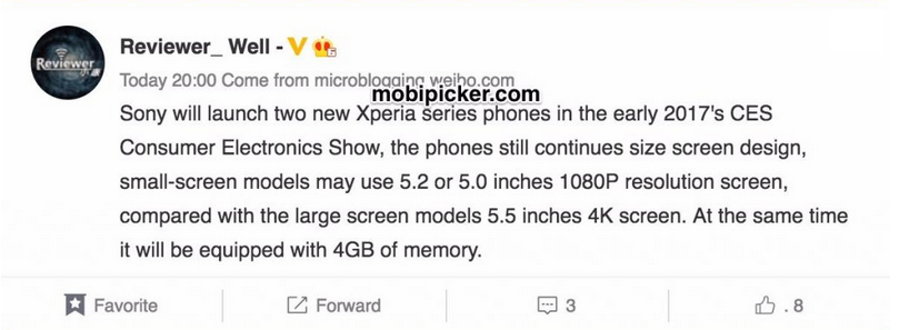One of Sony's Xperia G handsets is said to have a 4K resolution - Screen size and resolution leak for the Sony Xperia G3112 and Xperia G3121