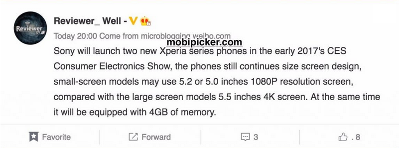 One of Sony&#039;s Xperia G handsets is said to have a 4K resolution - Screen size and resolution leak for the Sony Xperia G3112 and Xperia G3121