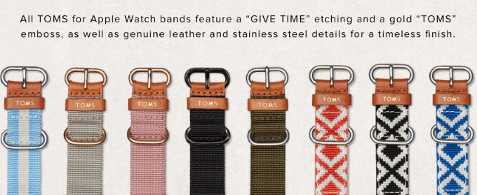 TOMS new set of Apple Watch bands gives a year of solar light to someone in need with each purchase