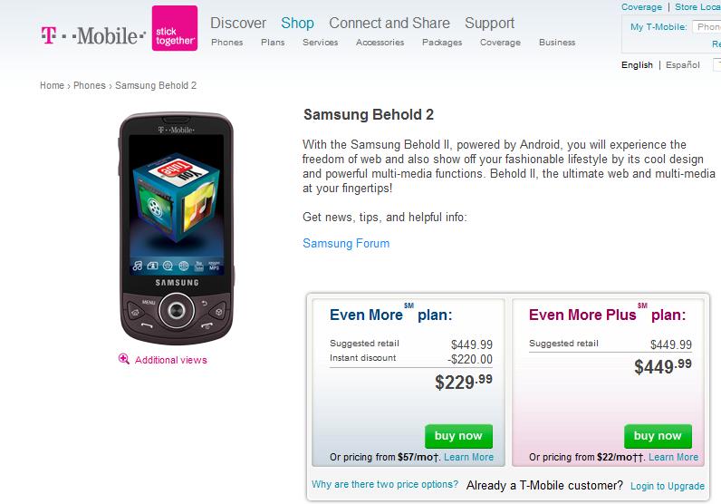 Lo and Behold II, T-Mobile launches Android powered Samsung sequel