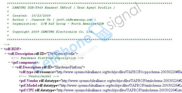 The Samsung T949 – a handset with touch-sensitive screen for T-Mobile?