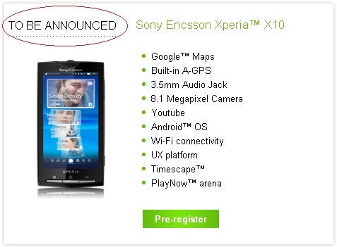 Sony Ericsson Xperia X10 will set you back with $879, gets delayed?