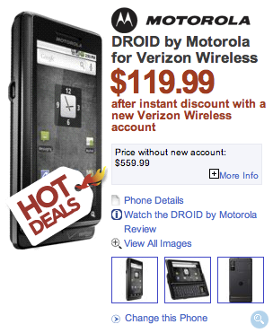 Motorola DROID gets price cut at Dell to $119.99 with 2 year contract