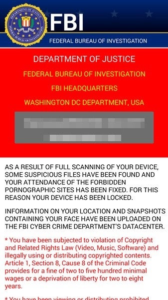 Typical ransomware screen (Simplocker Ransomware). - Dangerous Apps: How they work and how to protect yourself