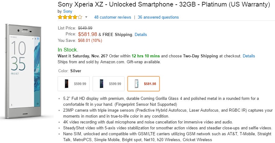 Deal: Unlocked Sony Xperia XZ now costs as low as $582 in the US