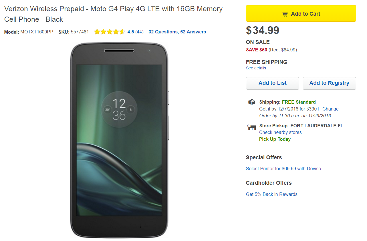 Pick up the Moto G4 Play for $35 from Best Buy for Verizon's pre-paid service - Motorola Moto G4 Play for Verizon pre-paid just $35 at Best Buy