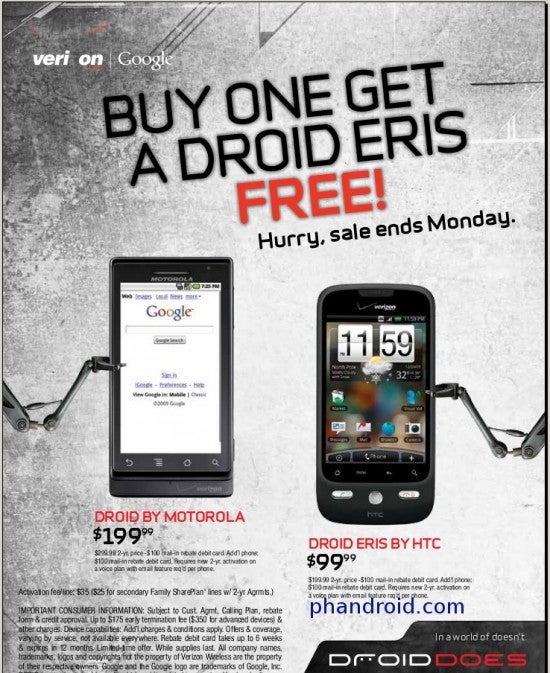 Verizon BOGO deal gives DROID ERIS only as second phone