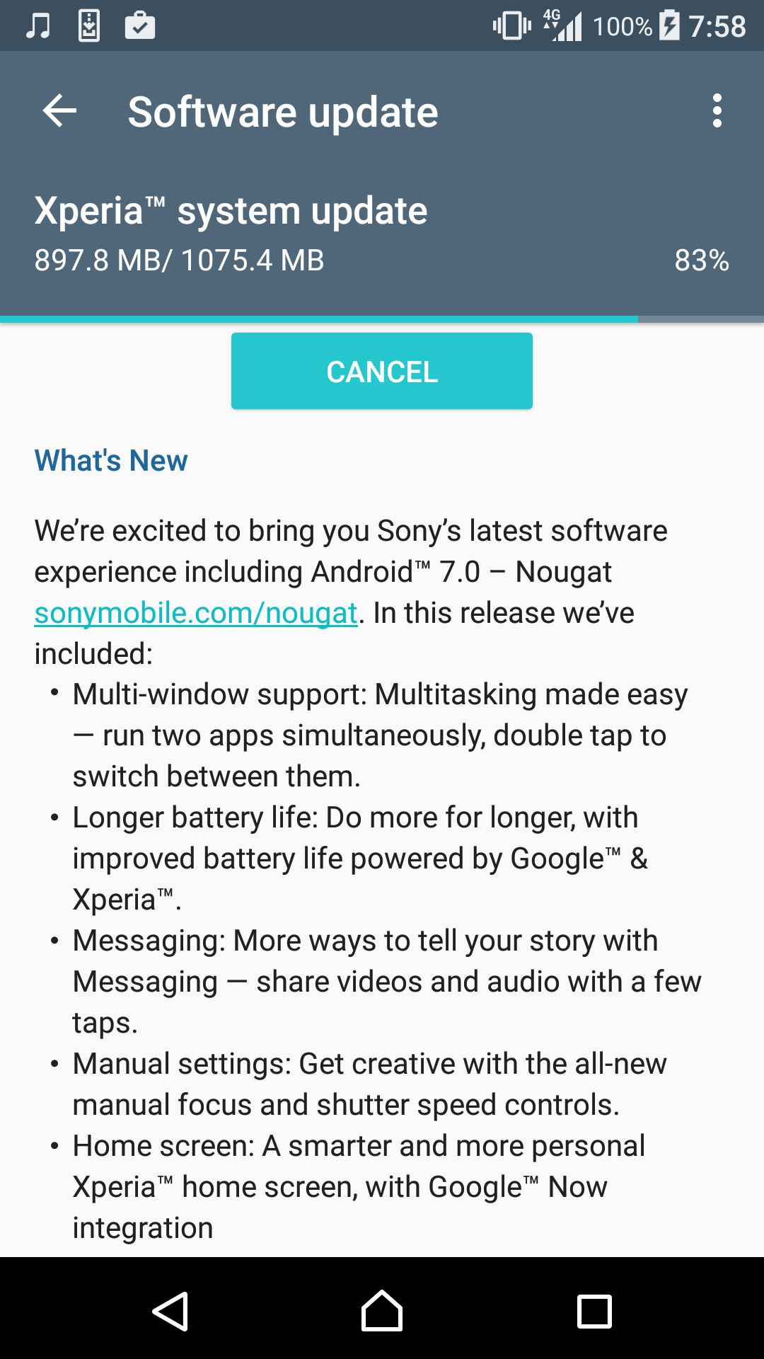 Sony Xperia XZ also getting Android 7 Nougat right now!