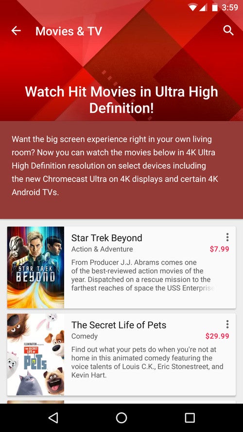 Google brings 4K movies and VR support to Play Movies &amp; TV app for Android devices