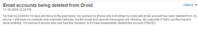 Is your DROID deleting your email?