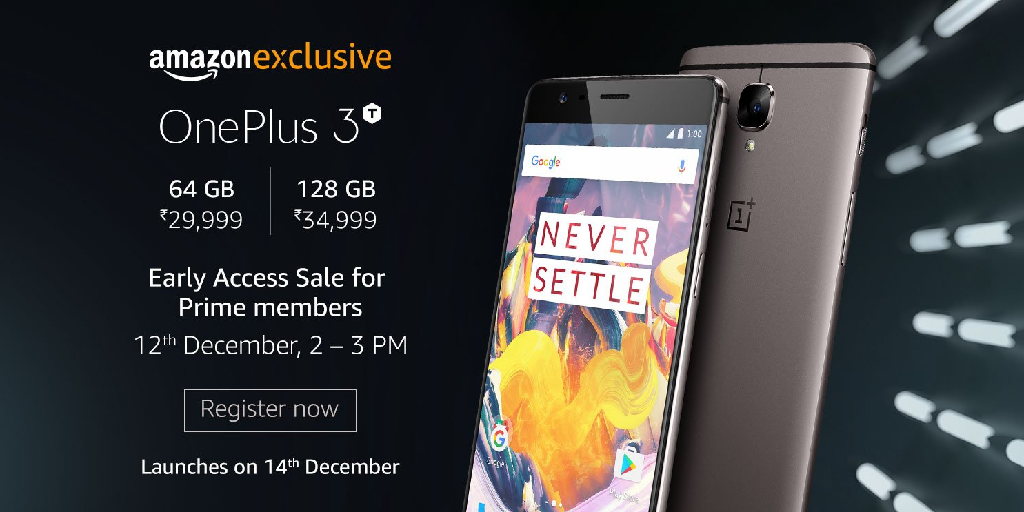 Amazon Prime subscribers in India will be able to purchase the OnePlus 3T before everyone else