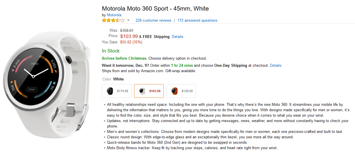 Amazon is cutting 35% off of the price of the Moto 360 Sport - Take 35% off the price of a Moto 360 Sport smartwatch from Amazon