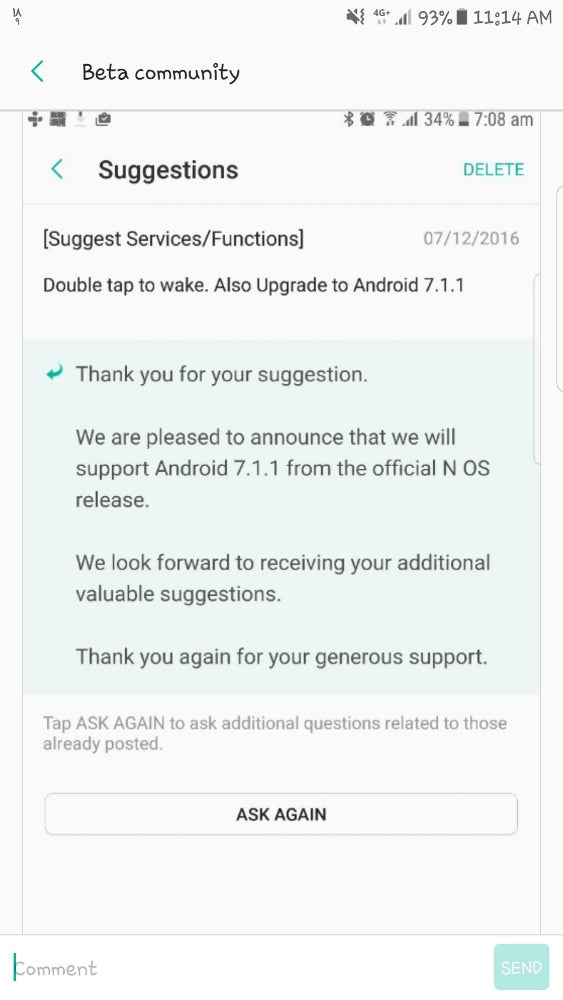 Samsung Galaxy S7 and S7 edge will be updated directly to Android 7.1.1 Nougat