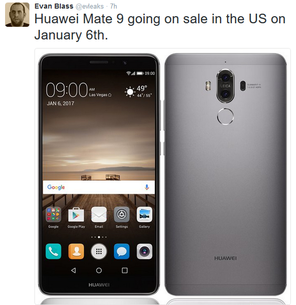 The Huawei Mate 9 could be launched in the U.S. at CES next month - The Huawei Mate 9 will launch in the U.S. on January 6th?