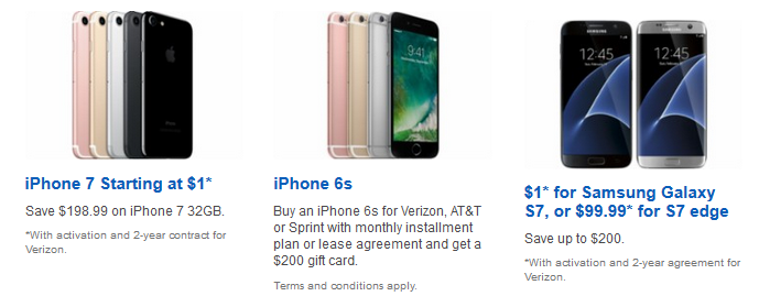 Green Monday from Best Buy: Buy the iPhone 7 or Galaxy S7 for as low as $1 with signed contract