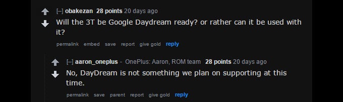 Aaron from OnePlus confirms the OnePlus 3T won't support Daydream - OnePlus 3T Q&A: Your questions answered!