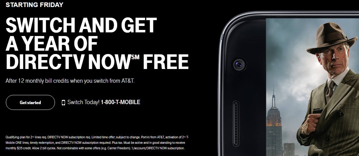 T-Mobile offers AT&T switchers DirecTV Now free for a year 'on a faster, more advanced LTE network'