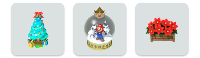 The new items included with the update - Super Mario Run gets minor holiday-themed update with a handful of Christmas decorations