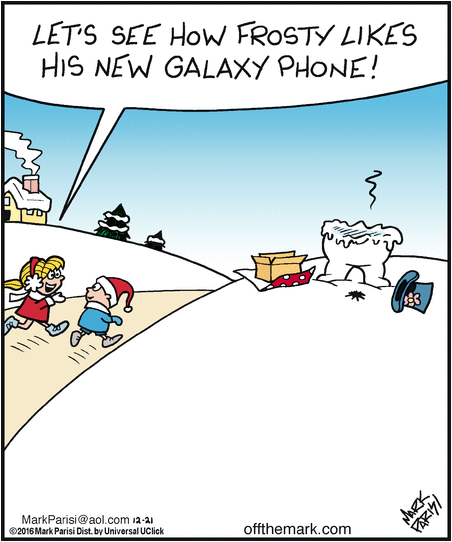 The Samsung Galaxy Note 7 melts Frosty's heart, head, arms and more in this comic strip - Comic strip takes jab at the Samsung Galaxy Note 7
