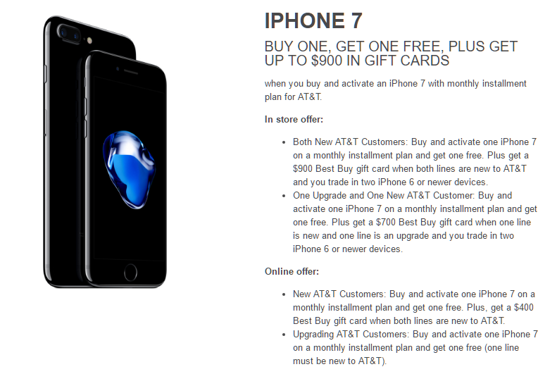 Best Buy meets AT&T’s free iPhone 7 deal, and raises it up to $900 in gift cards