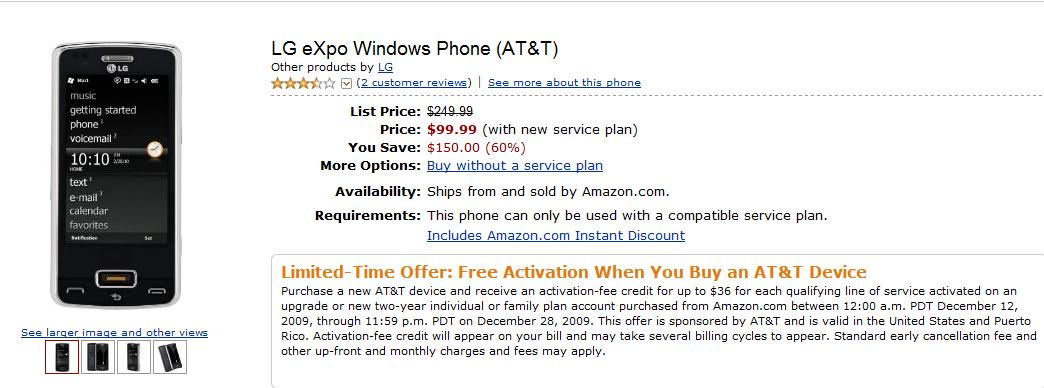 LG eXpo priced down to $49 after rebate at Amazon
