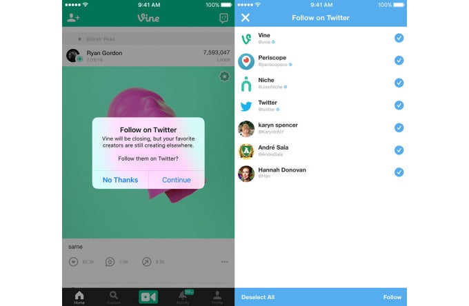 Transfer Vine followers to Twitter - Vine app to become Vine Camera on January 17