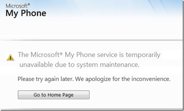 Microsoft&#039;s My Phone currently down?